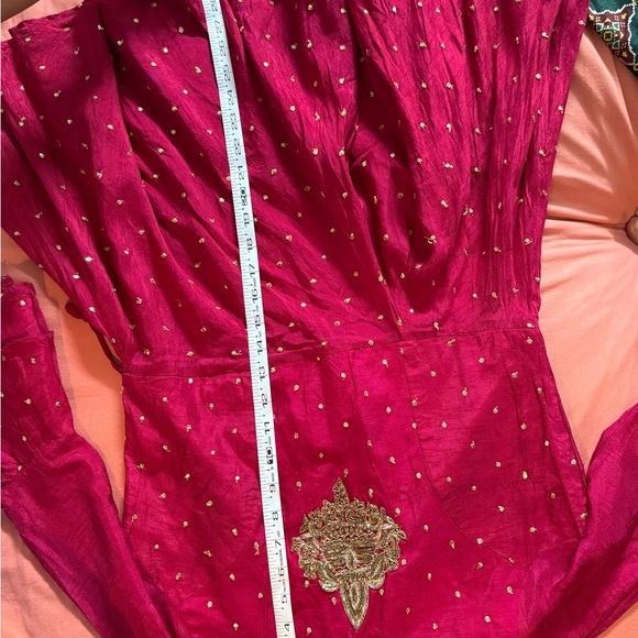 Ethnic Indian Wear Pink and Green A-Line Dress - Picture 5 of 12